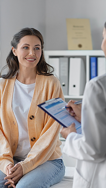 Woman talking with female provider